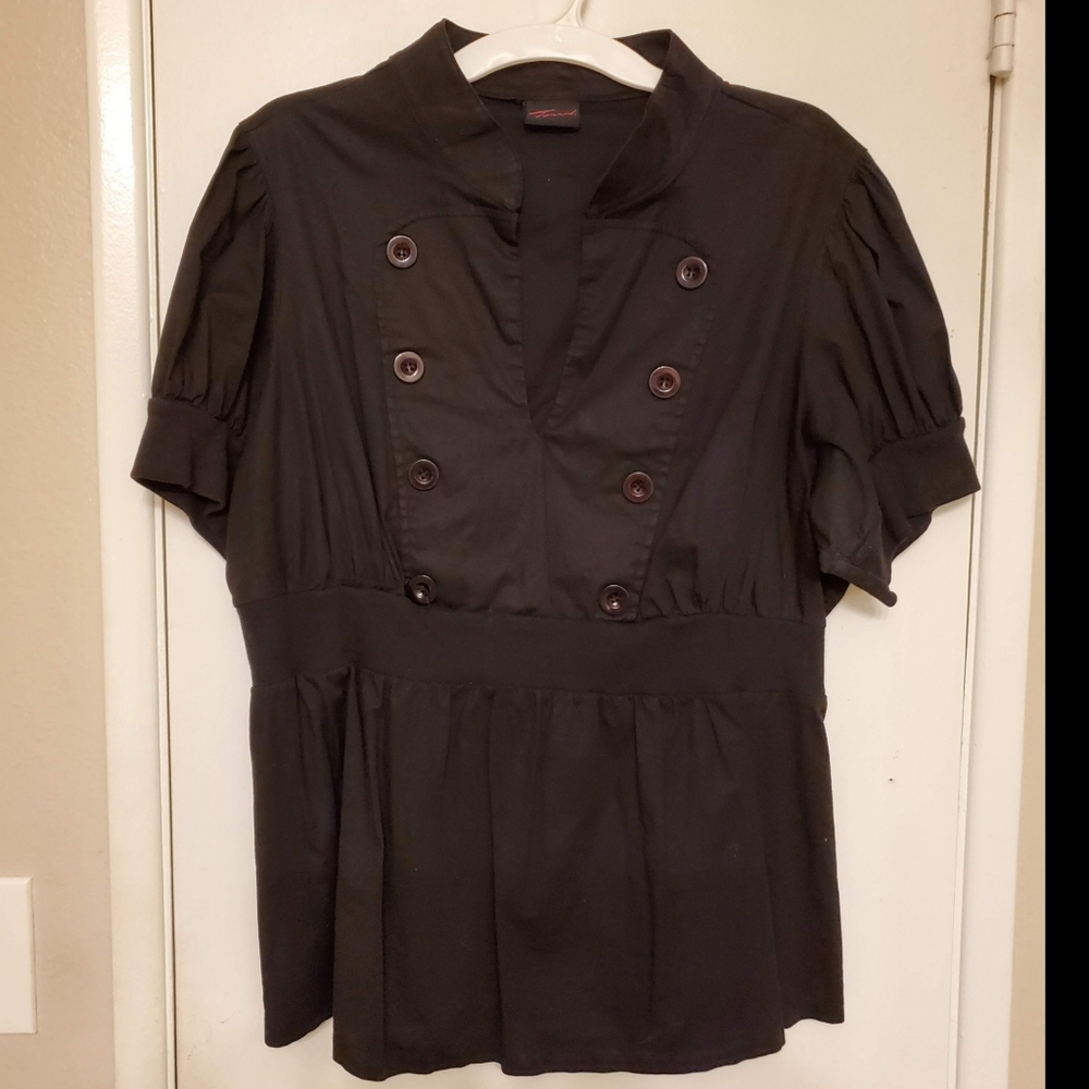 Torrid Black Button Sailor Style Top